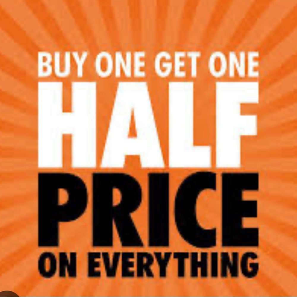 Buy one item get the second item half off!